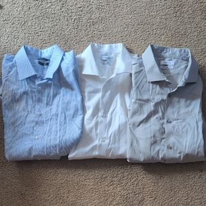 Calvin Klein Bundle Of Three Non Iron Long Sleeve Dress Shirts Size 17